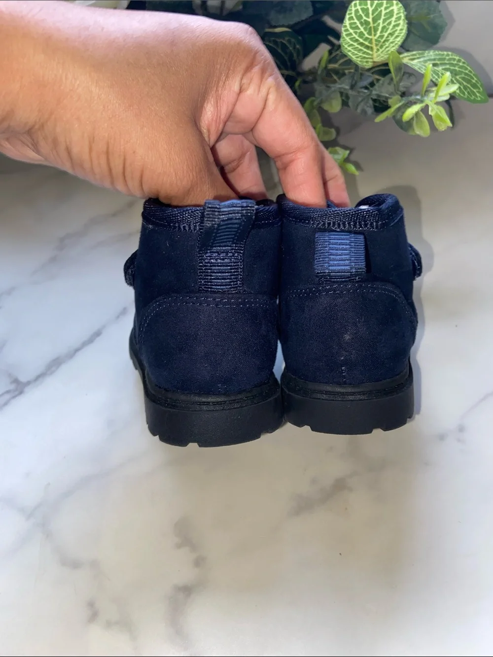 Baby Navy Faux-Shearling Winter Boots Size 5